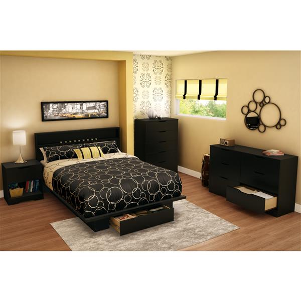 South S Furniture Holland Black 60, Holland 1 Drawer Full Queen Size Platform Bed In Pure White