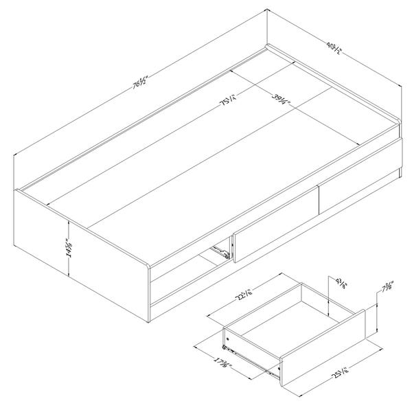 South Shore Furniture Fynn Gray 40 50 In X 76 50 In 3 Droor Mates