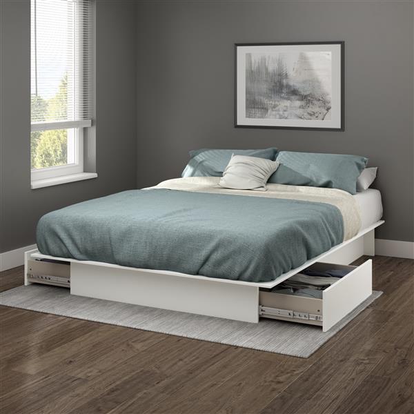 South Shore Furniture 2 Drawer Pure White Step One Platform Full Queen Bed 3160217 Reno Depot,Grey Neutral Bathroom Color Schemes
