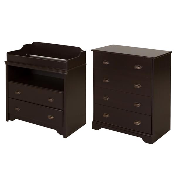 South Shore Furniture Fundy Tide Espresso Changing Table and 4Drawer
