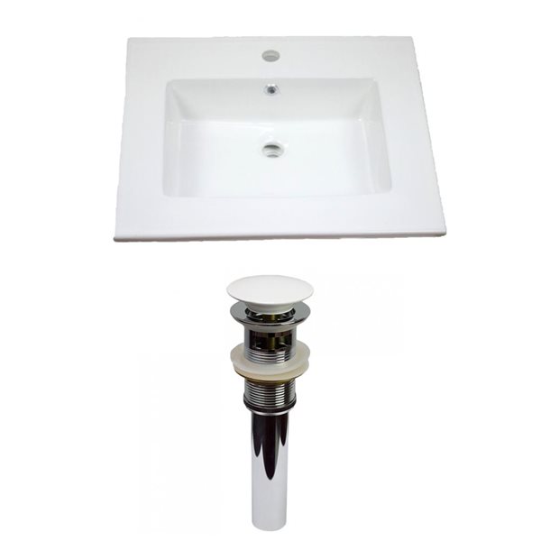 Single Hole White Bathroom Sink Drain, 25 X 22 Single Hole Vanity Top