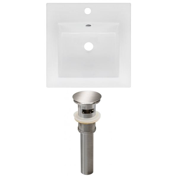 American Imaginations 16.5 x 16.5in White Ceramic Single Hole Vanity