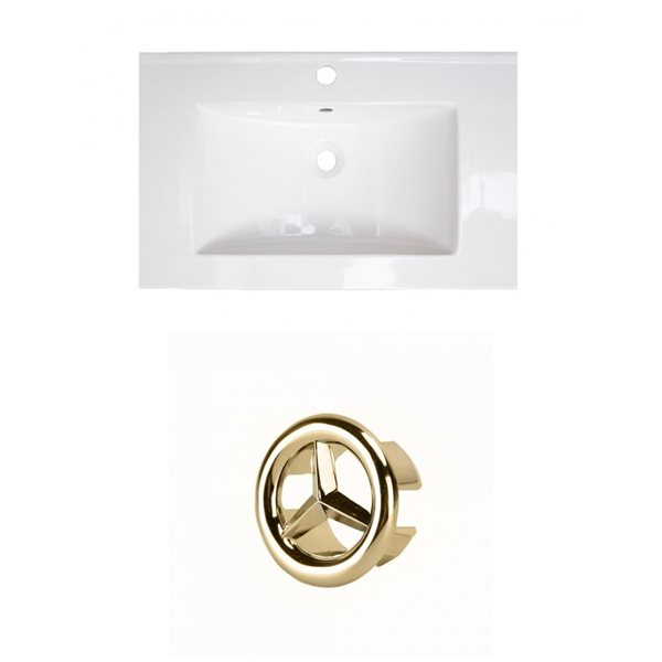 American Imaginations 24 In White Ceramic Single Hole Vanity Top White Ceramic Single Hole Vanity Top