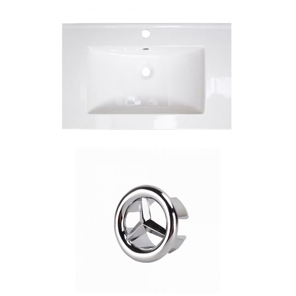 American Imaginations Flair 25-in White Ceramic Vanity Top Set with Chrome Overflow Cap Single Hole