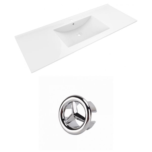 American Imaginations Alum 48in White Ceramic Single Hole Vanity Top