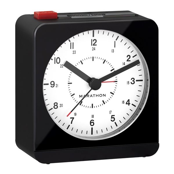 Marathon Black Square Desk Alarm Clock