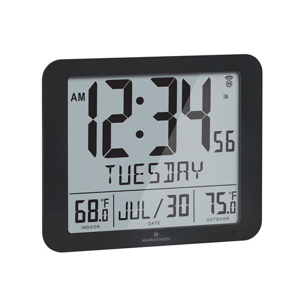 Marathon Black Rectangle Atomic Digital Wall Clock CL030027FD-BK | Réno ...