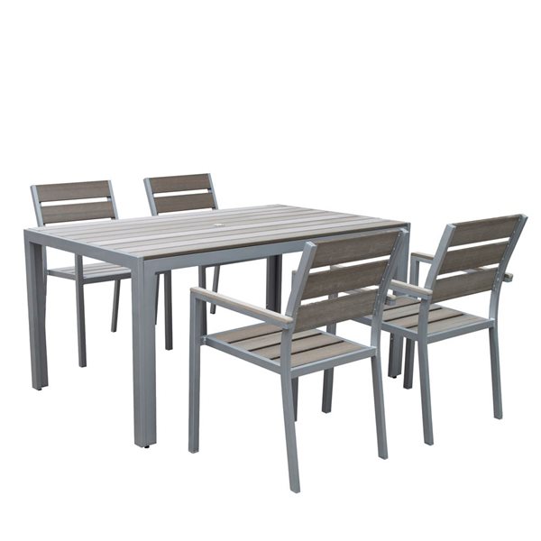 CorLiving 5pc Sun Bleached Grey Outdoor Dining Set PJR-572-Z1 | Réno-Dépôt