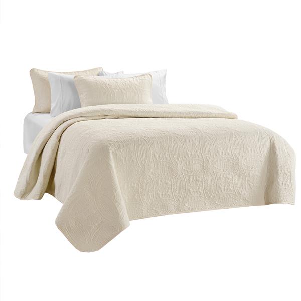 Millano Collection Off White Polyester 3 Piece King Quilt Set