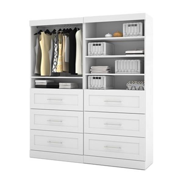 Bestar Pur Collection White 72-in 6 Drawer/Open Shelves Classic Storage Kit