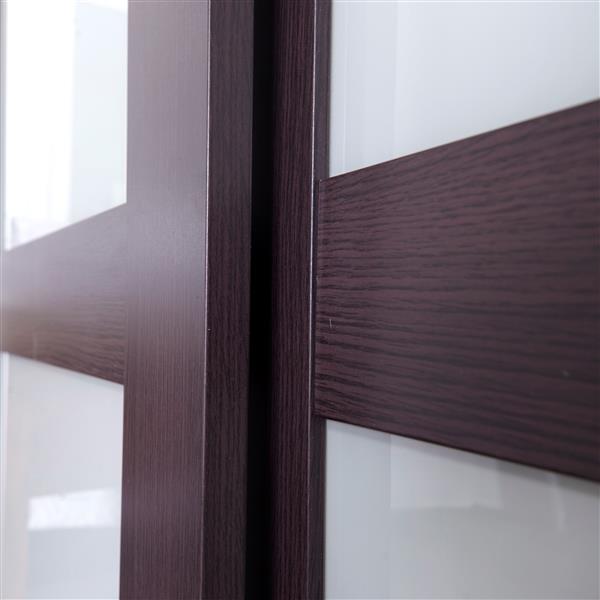 Reliabilt Renin 72 In X 80 In Dark Brown Sliding Frosted Glass