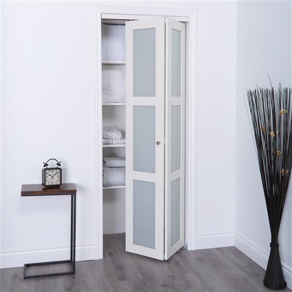 White Frosted Glass Closet Door, Bifold Mirror Closet Doors 60 X 80