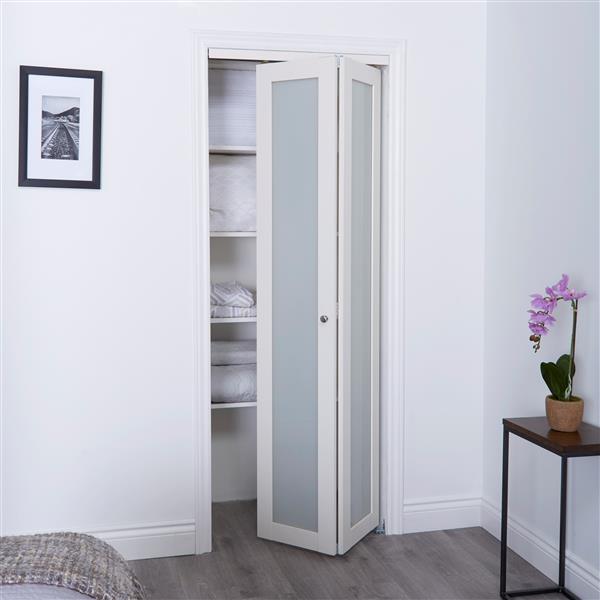 Off White Frosted Glass Closet Door, Bifold Mirror Closet Doors 30 X 80