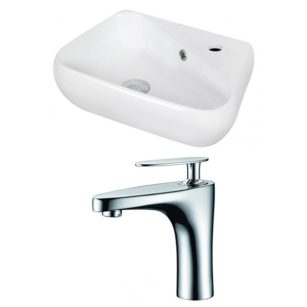 American Imaginations 17.5-in. W Wall Mount White Vessel Set for 1 Hole Right Faucet