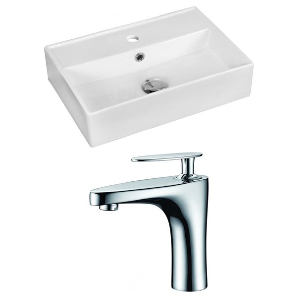 American Imaginations 19.75-in. W Above Counter White Vessel Set for 1 Hole Center Faucet