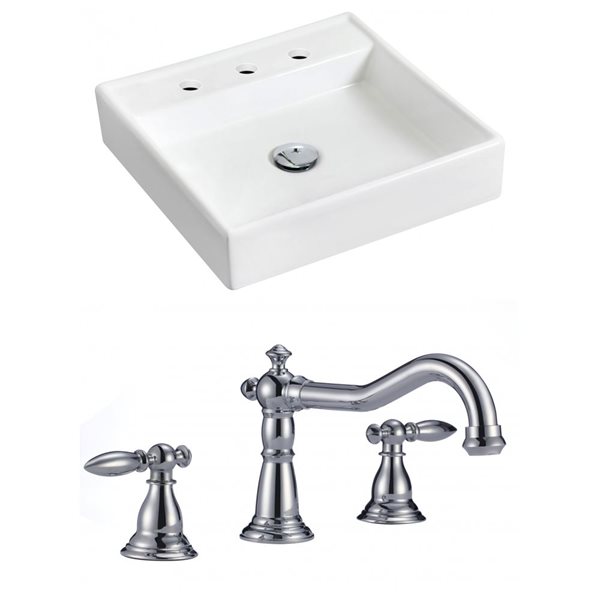 American Imaginations 17.5-in. W Wall Mount White Vessel Set for 1 Hole Right Faucet