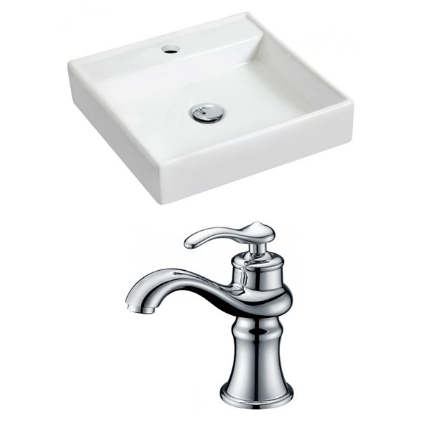 American Imaginations 17.5-in. W Wall Mount White Vessel Set for 1 Hole Right Faucet