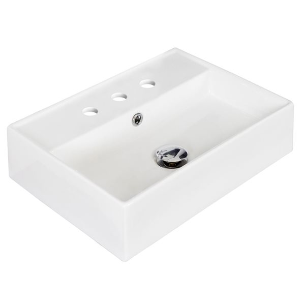 American Imaginations 19.75-in. W Above Counter White Vessel Set for 1 Hole Center Faucet