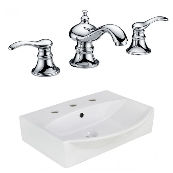 American Imaginations 19.75-in. W Above Counter White Vessel Set for 1 Hole Center Faucet