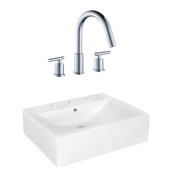 American Imaginations 19.75-in. W Above Counter White Vessel Set for 1 Hole Center Faucet