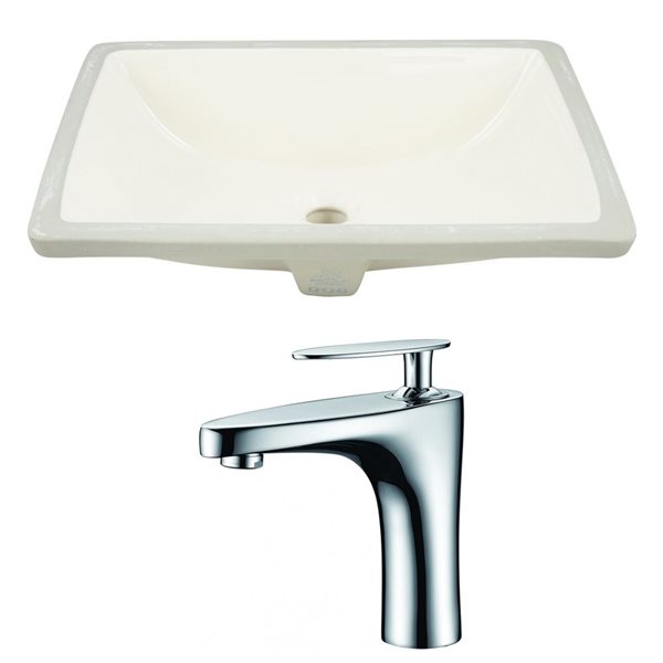 American Imaginations 18.25-in. W CUPC Rectangle Undermount Sink Set in Biscuit - Black Hardware - Overflow Drain Incl.