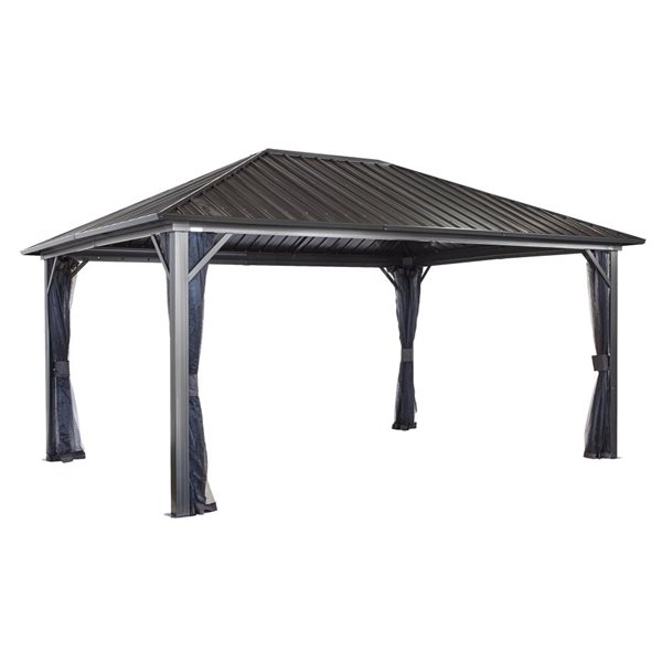 Sojag Genova Hardtop Gazebo with Netting - 16-ft x 12-ft - Brown 500 ...