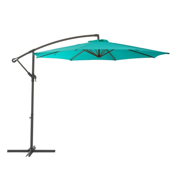 Corliving Offset Patio Umbrella Turquoise Blue Ppu 460 U Reno Depot