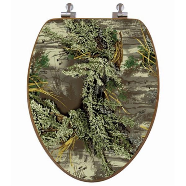 Topseat Toilet Seat with High Res 3D Image Elongated Camouflage