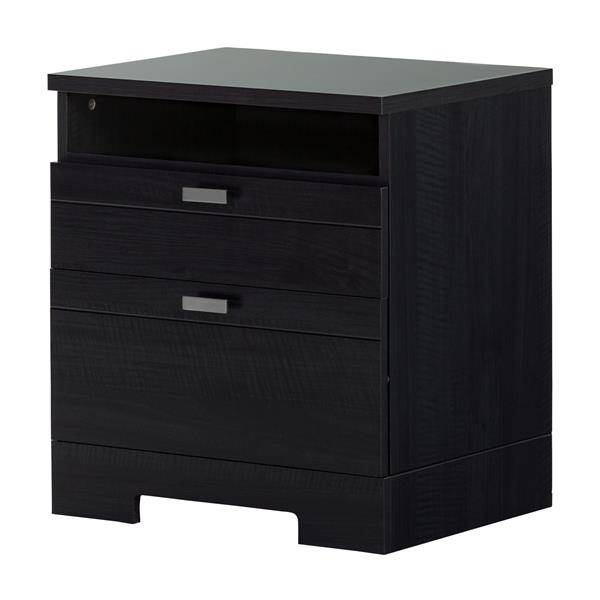 South Shore Furniture Reevo Nightstand With Cord Catcher Black Onyx 10260 Reno Depot