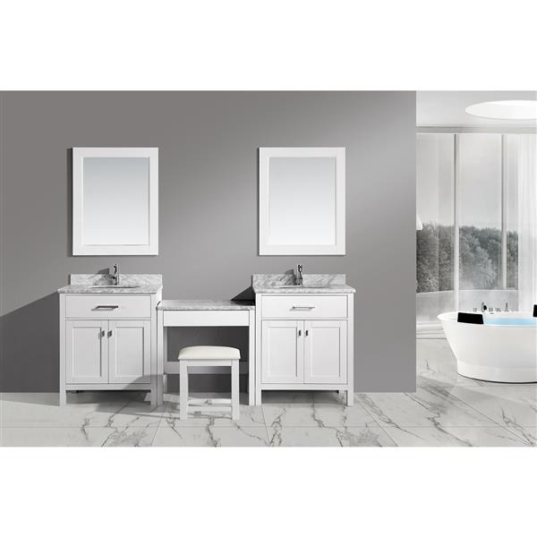 Design Element London Two Vanities With Table And Mirror 90 White Reno Depot