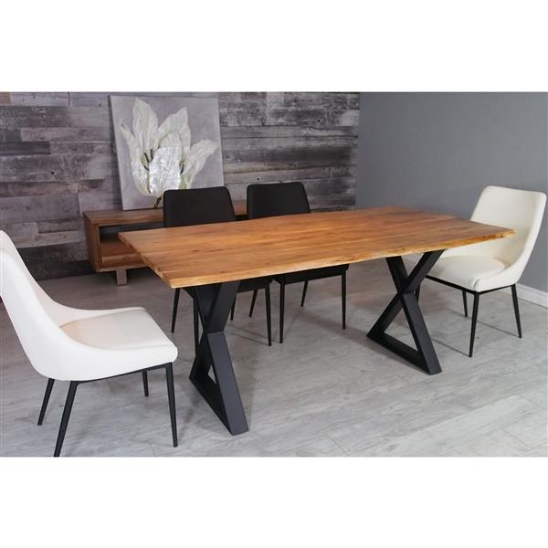 Corcoran Acacia Live Edge Dining Table with Black X-legs - 67"