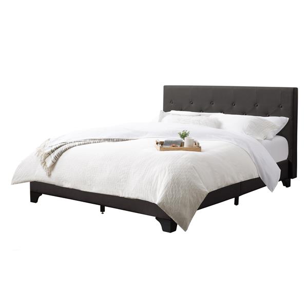 Corliving Diamond On Tufted Bed, Grey Fabric Bed Frame Queen