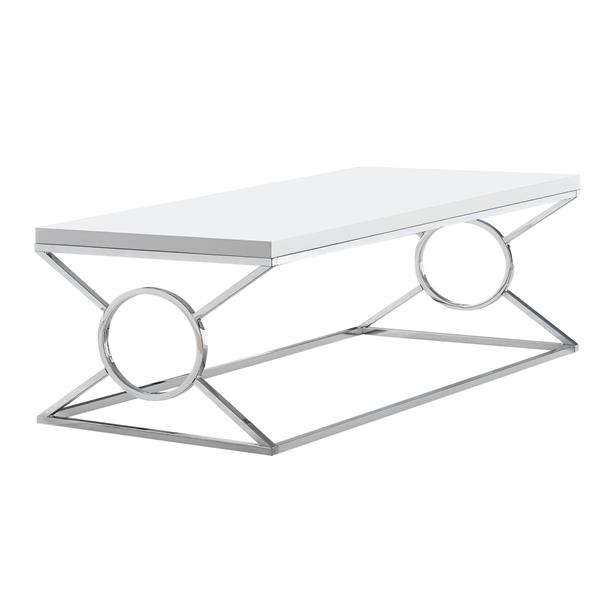 Table basse rectangulaire, 44", blanc/chrome