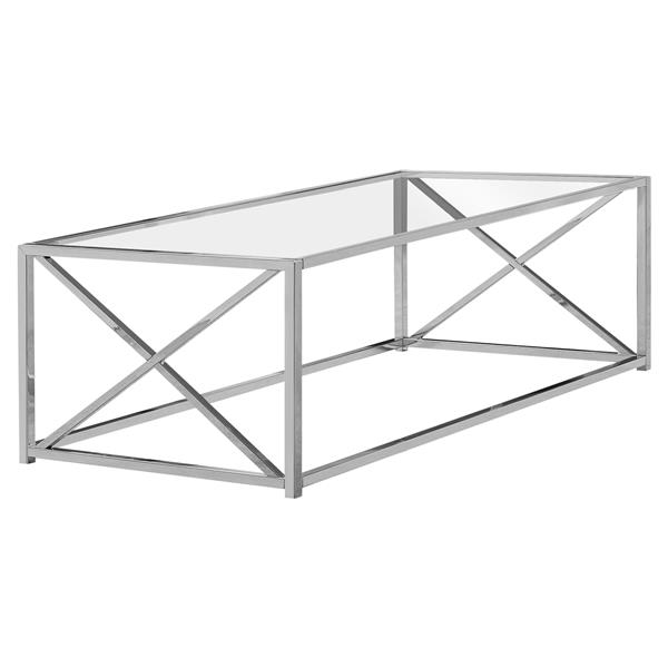 Table basse rectangulaire en verre, 44", chrome