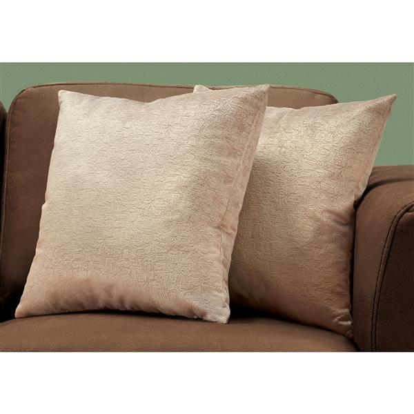Monarch Specialties Inc. 2-Piece Tan 18x18 Pillow Set