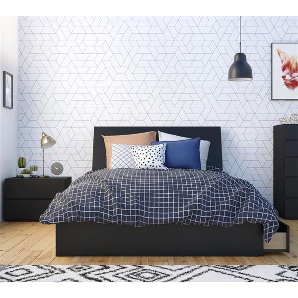 Nexera Epik Contemporary Full Bedroom Set -  3 Pieces - Black