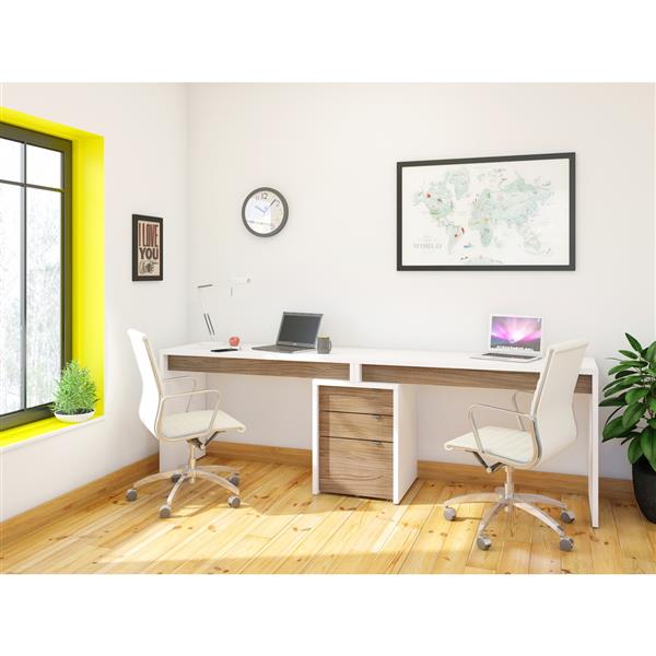 Nexera Liber-T Home Office Set - 3 Pieces - White/Walnut
