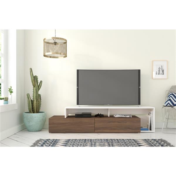 Nexera TV Stand - 72-in - Wood - Walnut/White