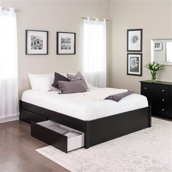 Prepac Select 4-Post Platform Bed 4 Drawers - Black - Queen