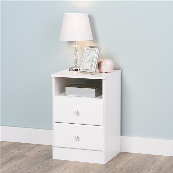 Prepac Astrid Nightdstand With Acrylic Knobs 2 Drawer White