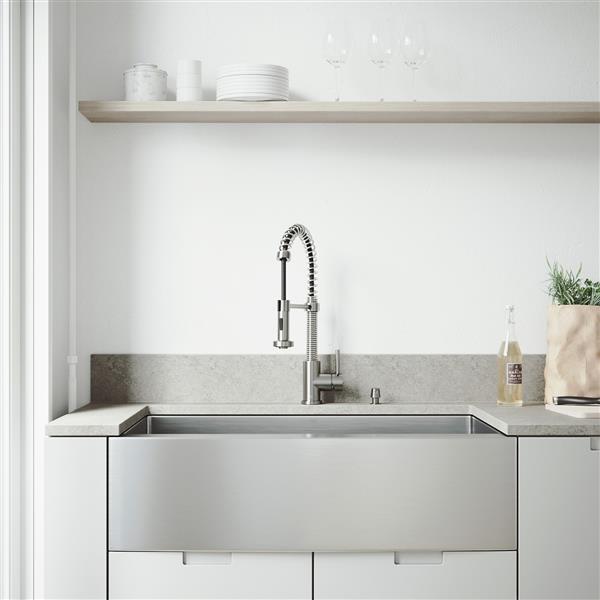 Vigo Kitchen Sink With Faucet Grid And Strainer 36 In Vg15255