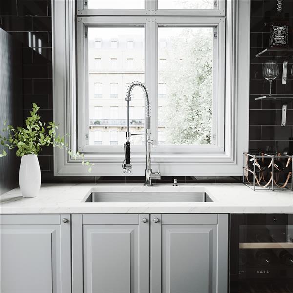 VIGO® Kitchen Sink with Faucet, Grid, Strainer - 30