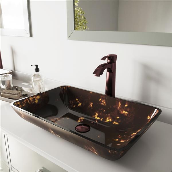 Vigo Glass Vessel Bathroom Sink With Faucet Bronze Vgt277 Reno