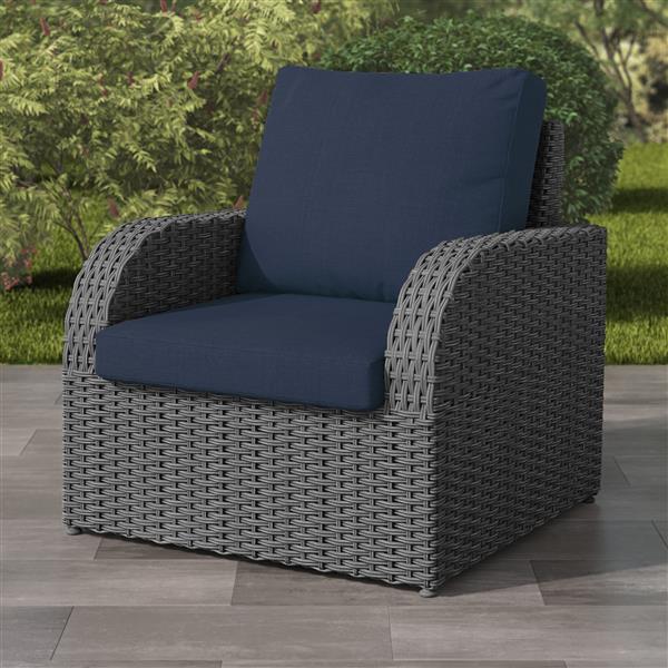 Corliving Charcoal Grey Resin Wicker, 24×24 Outdoor Cushions