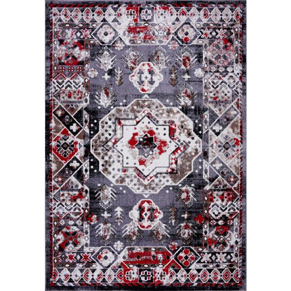 La Dole Rugs®  Athens Traditional Geometric Area Rug - 8' x 11' - Red/Grey