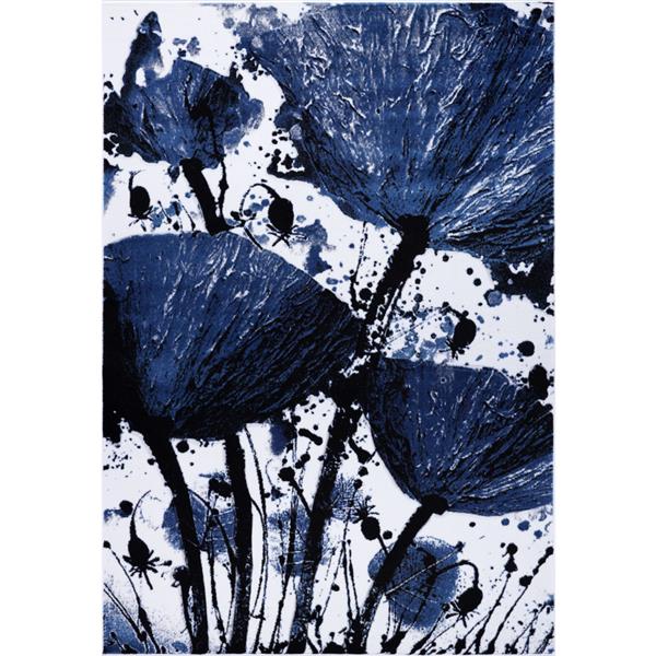 La Dole Rugs® Poppy Floral Rectangular Rug - 8' x 11' - Navy/Black
