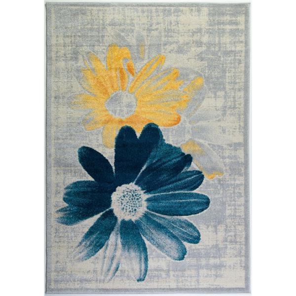 La Dole Rugs®  Contemporary Floral Area Rug - 7' x 10' - Teal/Yellow