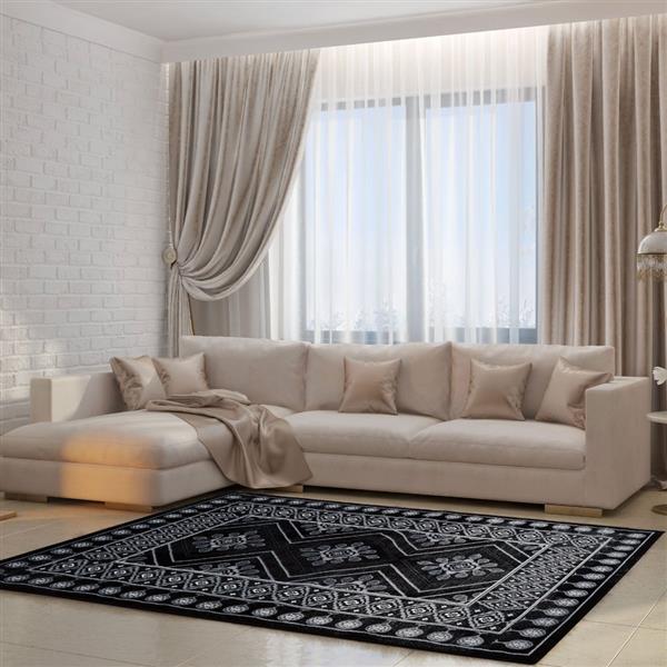 La Dole Rugs® Contemporary Geometric Rectangular Rug 5' x 8' Black BUR11932 RénoDépôt