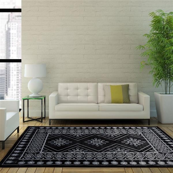 La Dole Rugs® Contemporary Geometric Rectangular Rug 5' x 8' Black BUR11932 RénoDépôt