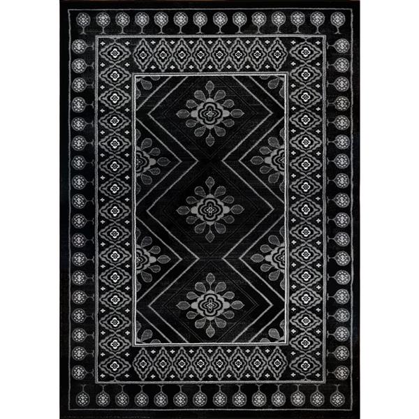 La Dole Rugs® Contemporary Geometric Rectangular Rug 5' x 8' Black BUR11932 RénoDépôt